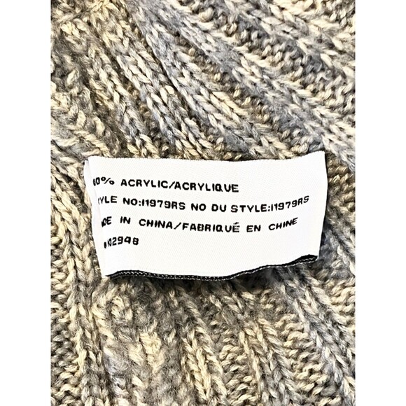 ANTHROPOLOGIE Tulle Gray/Cream Open Front Chunky Loose Knit Cardigan Sweater XL - Picture 7 of 7